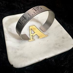 Titanium Bangle Bracelet - Measuring Tape - Dark Silver/Grey - NEW.